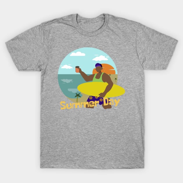 Surfing man on Summer Day T-Shirt by RiyanRizqi